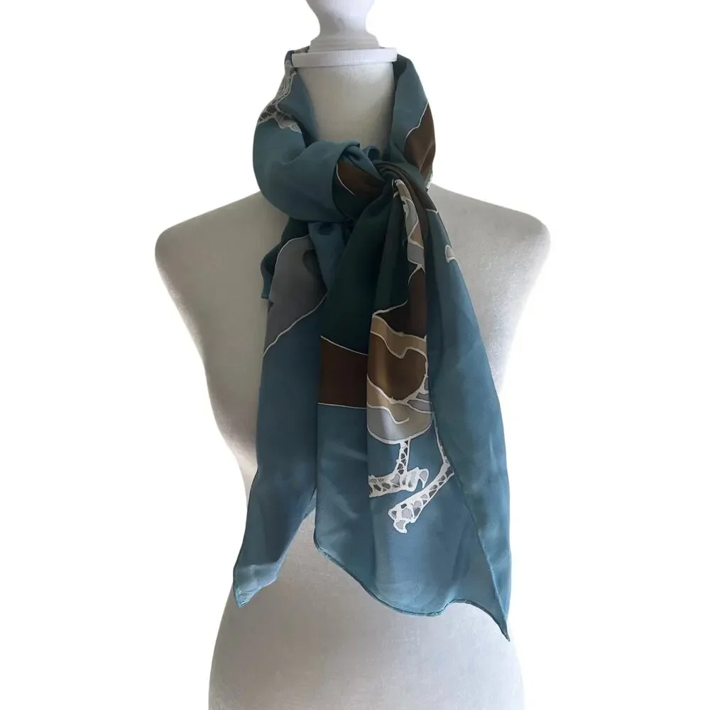Deboragh McDonnell Signed Silk Scarf Hand Painted Birds 36x36 Designer Art Wrap